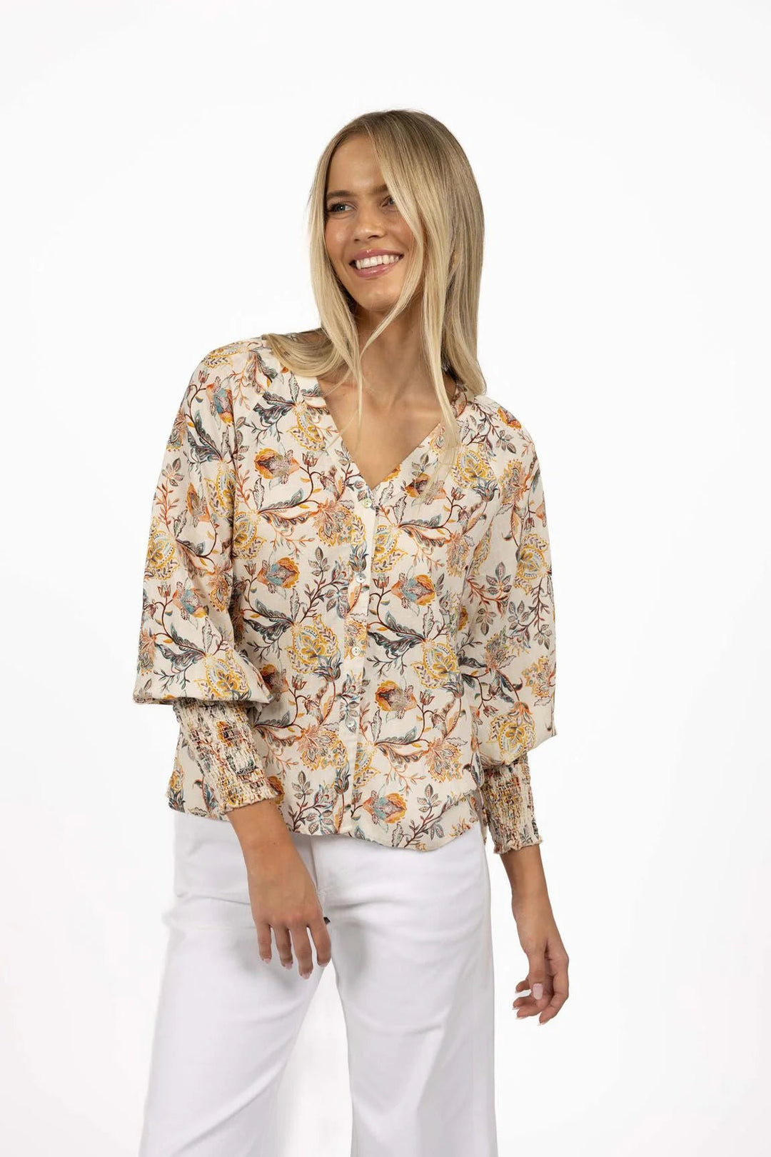 Frances Blouse - Kaffir Print - Chillis & More NZ