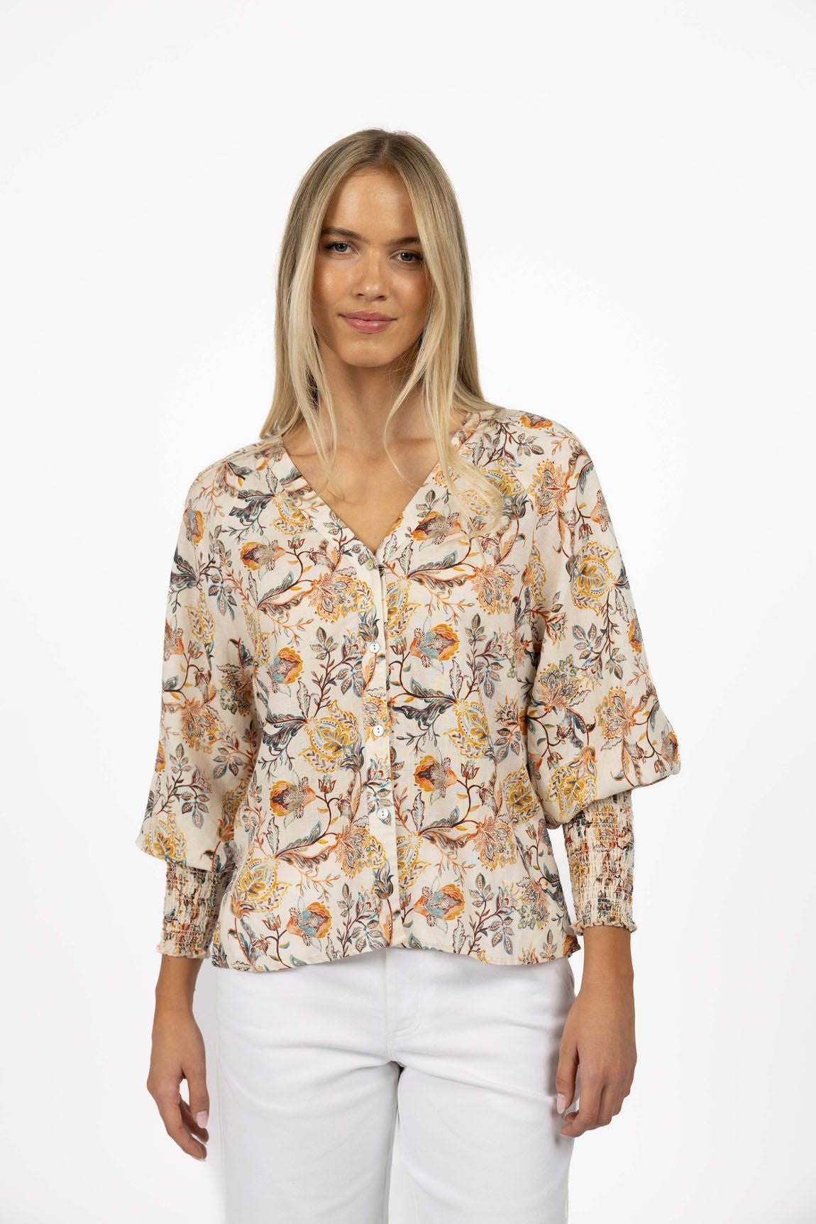 Frances Blouse - Kaffir Print - Chillis & More NZ