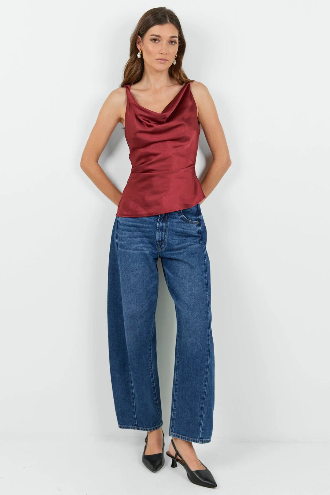 Fruitful Paprika Satin Tie Back Bias Slip Top - Chillis & More NZ
