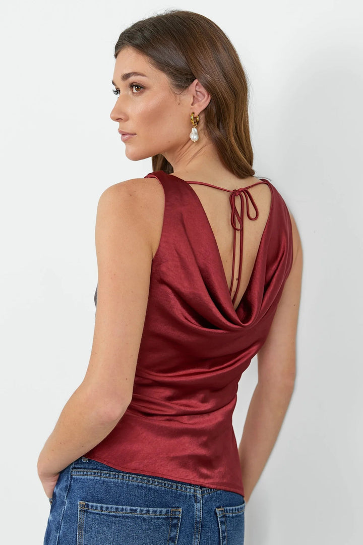 Fruitful Paprika Satin Tie Back Bias Slip Top - Chillis & More NZ