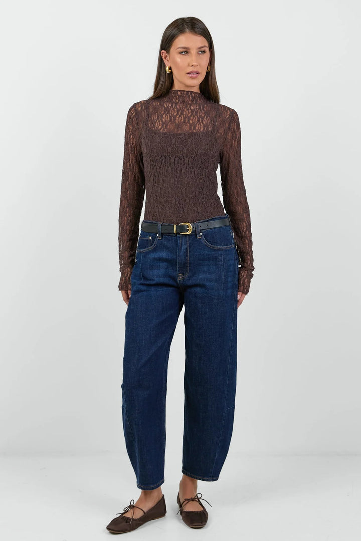 Giving Chocolate Lace Long Sleeve Top - Chillis &amp; More NZ