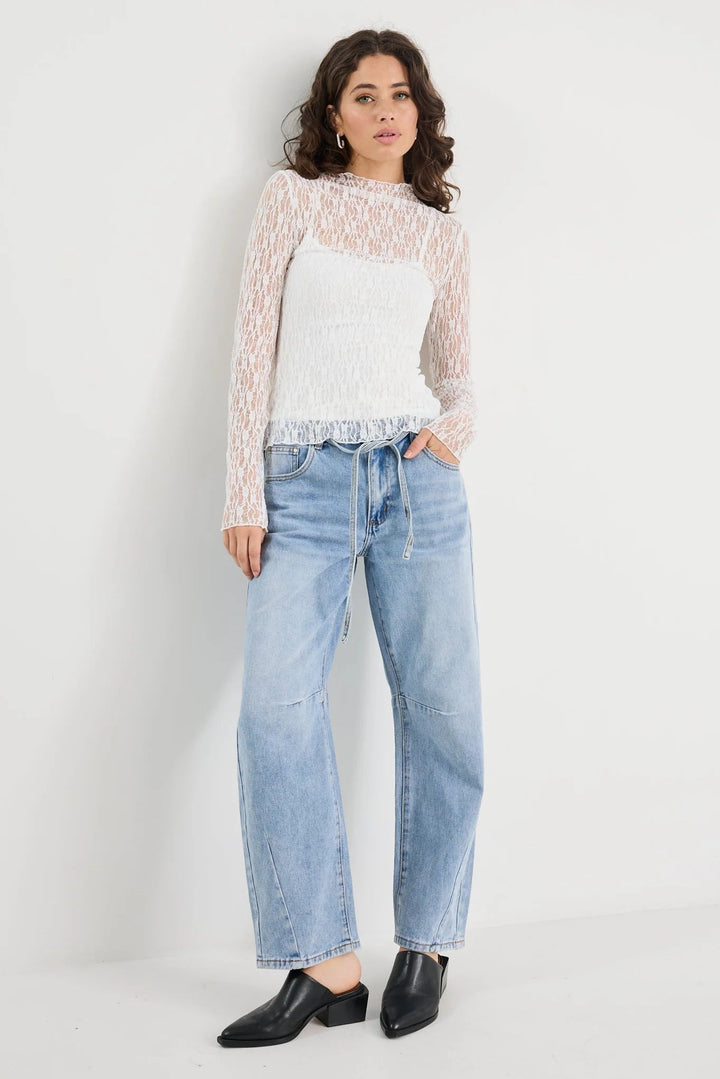 Giving Ivory Lace Long Sleeve Top - Chillis & More NZ