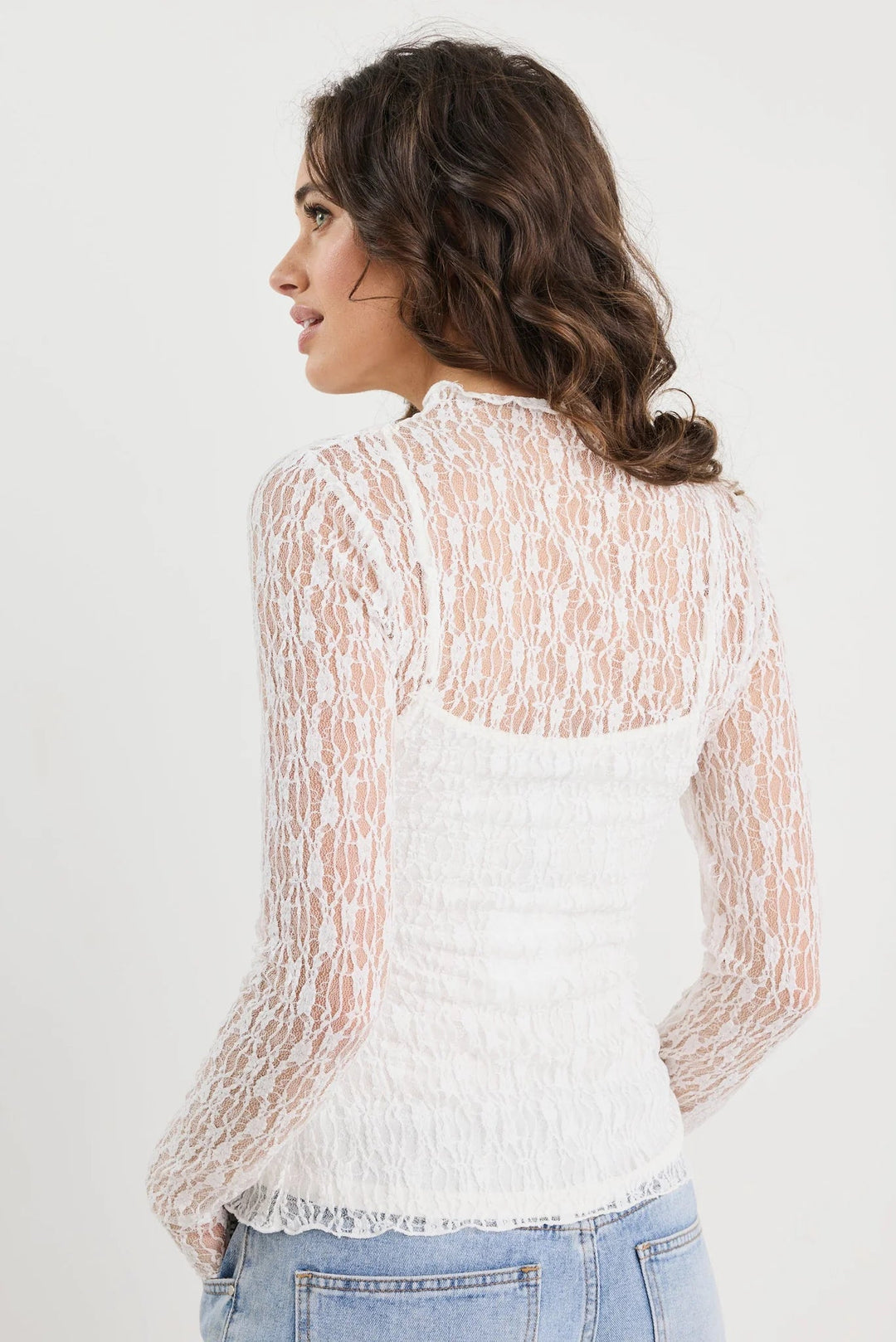 Giving Ivory Lace Long Sleeve Top - Chillis & More NZ