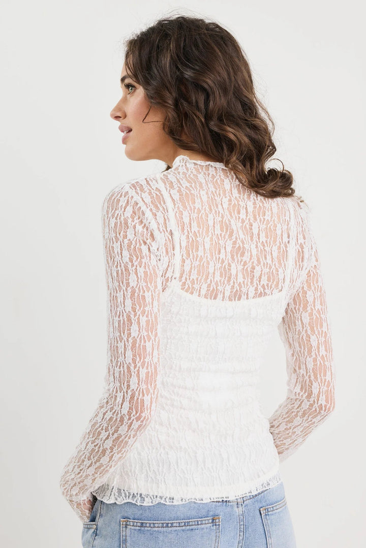 Giving Ivory Lace Long Sleeve Top - Chillis & More NZ
