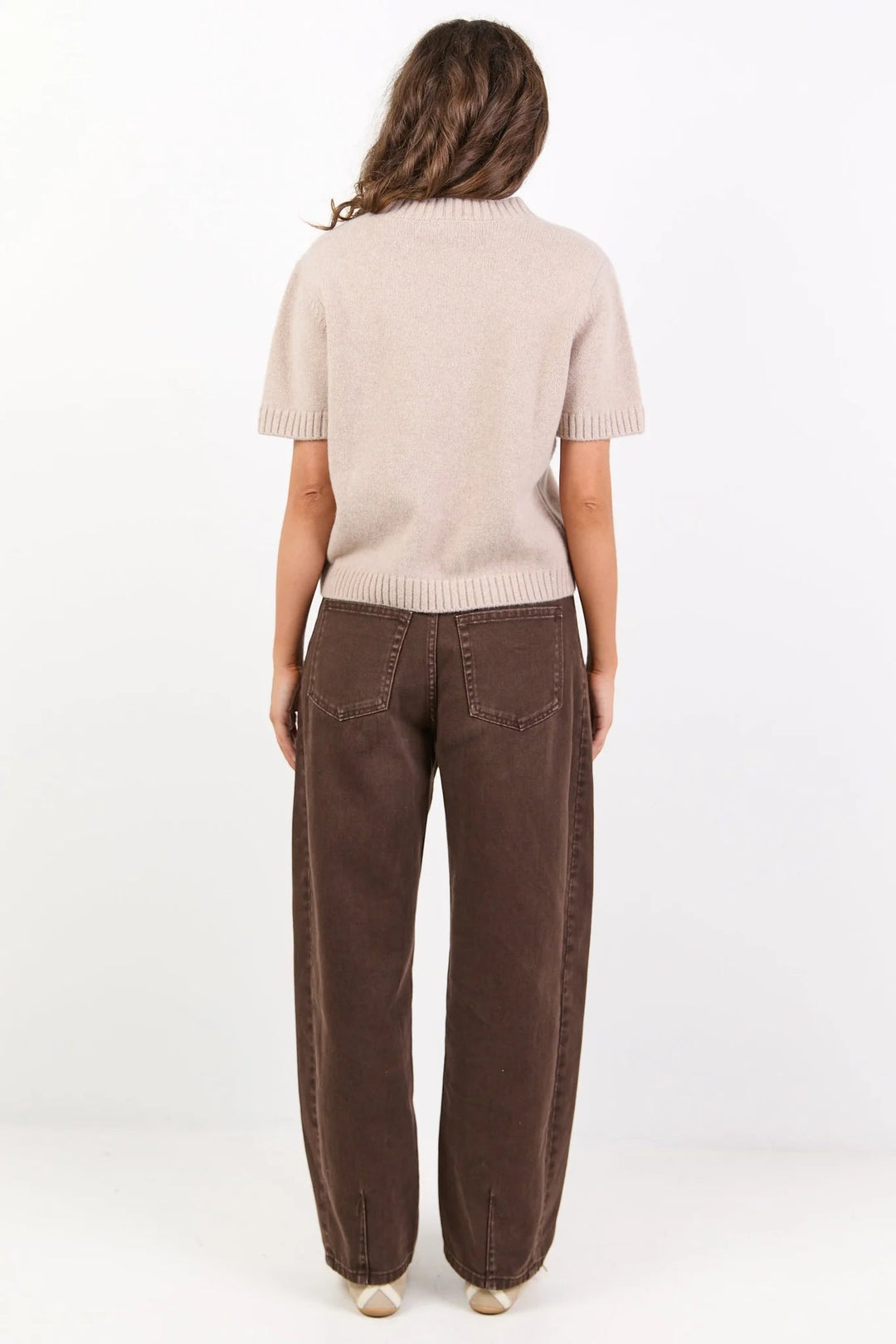 Goddess Oat Wool Cashmere Knit Tee - Oat - Chillis & More NZ