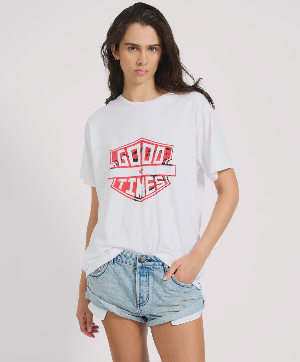 Good Times Boyfriend Tee - White - Chillis & More NZ