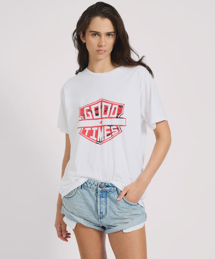 Good Times Boyfriend Tee - White - Chillis & More NZ