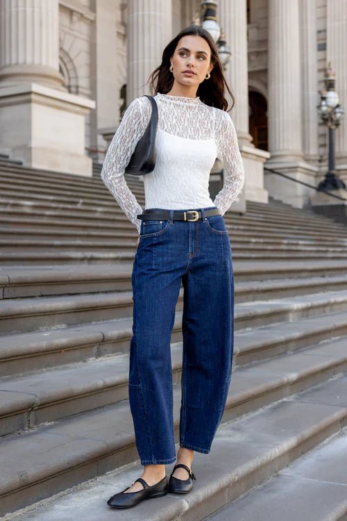 Graduate Dark Blue Stretch Barrel Jeans - Chillis & More NZ