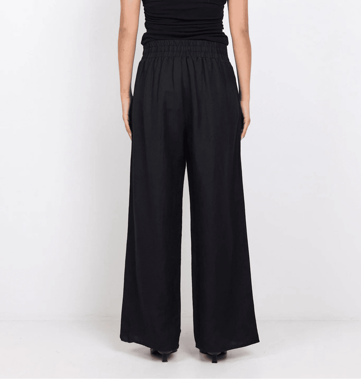 Guardian Black Petite Linen Viscose Elastic Back Pants - Chillis & More NZ