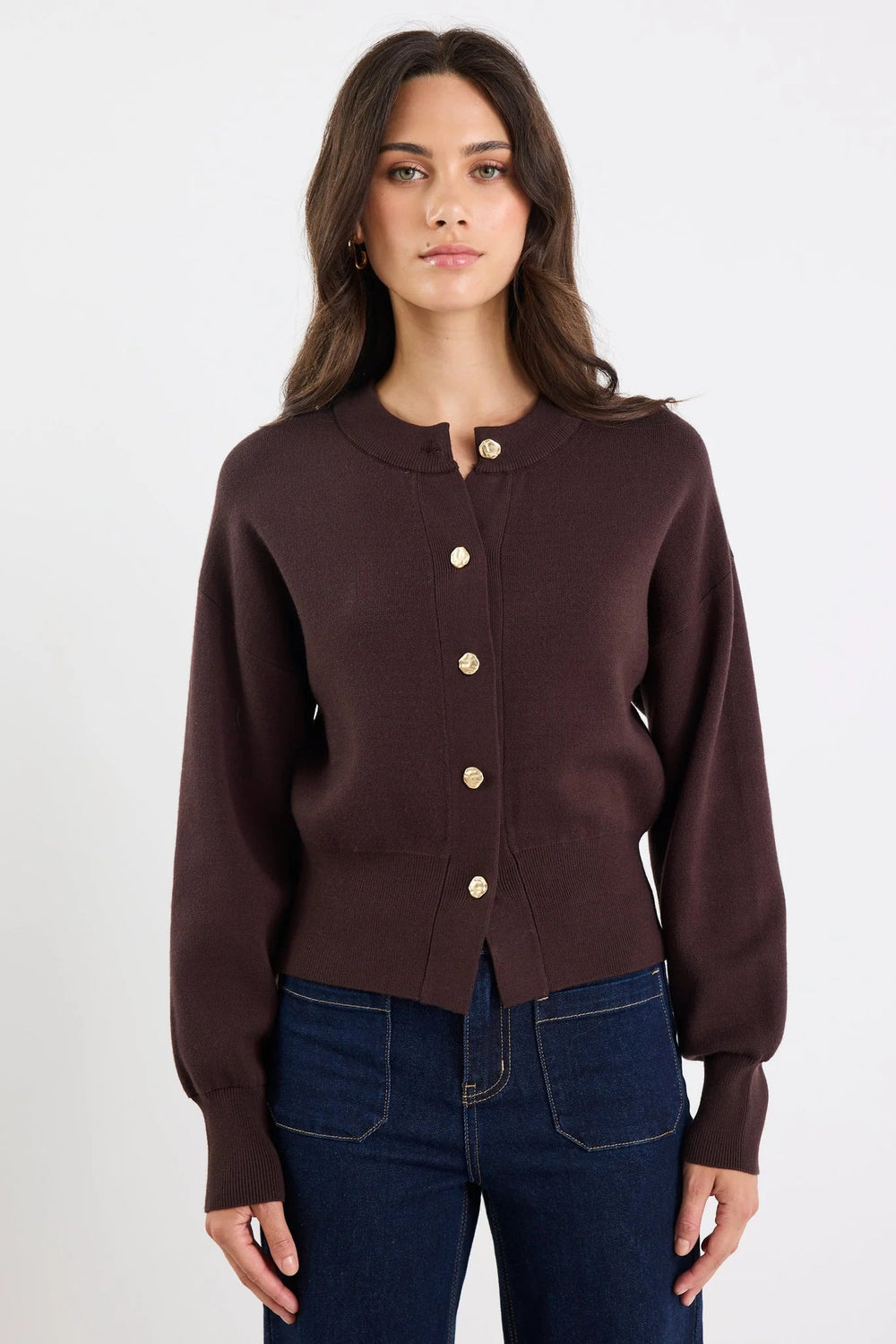 Hallmark Chocolate Crewneck Cardigan - Chillis & More NZ