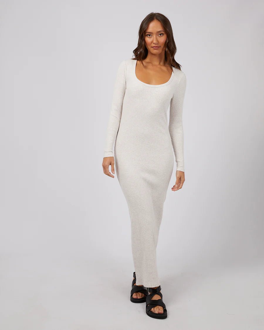 Hazel Long Sleeve Maxi Dress - Oat - Chillis & More NZ