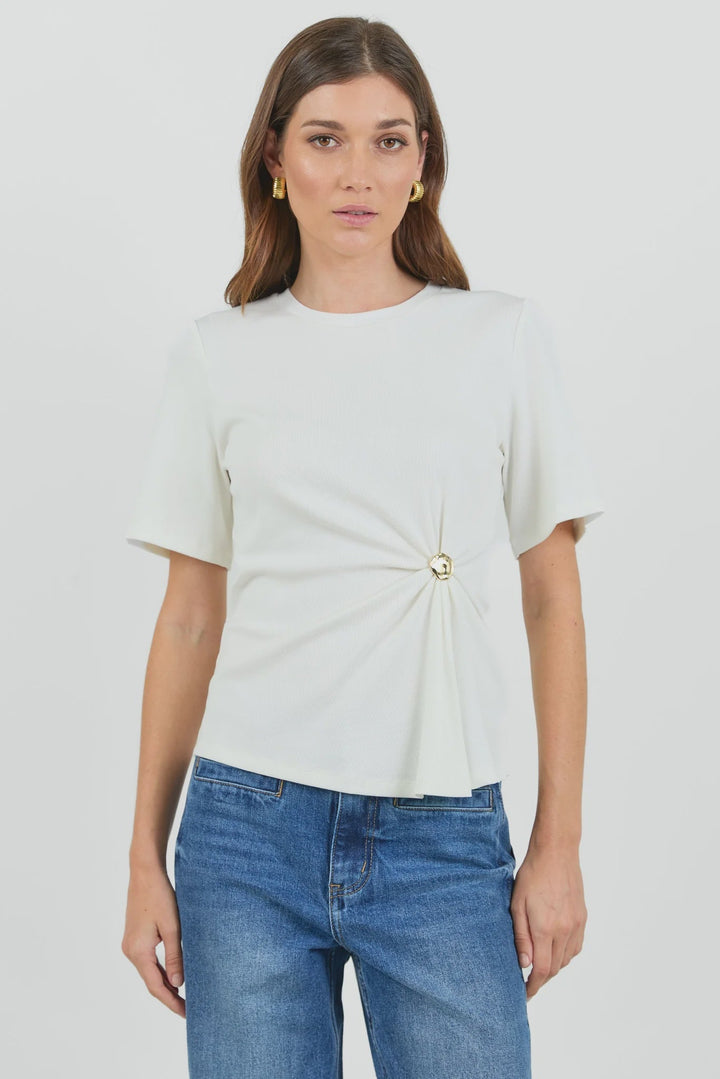 Helm White Waist Buckle Short Sleeve Tee - Chillis & More NZ