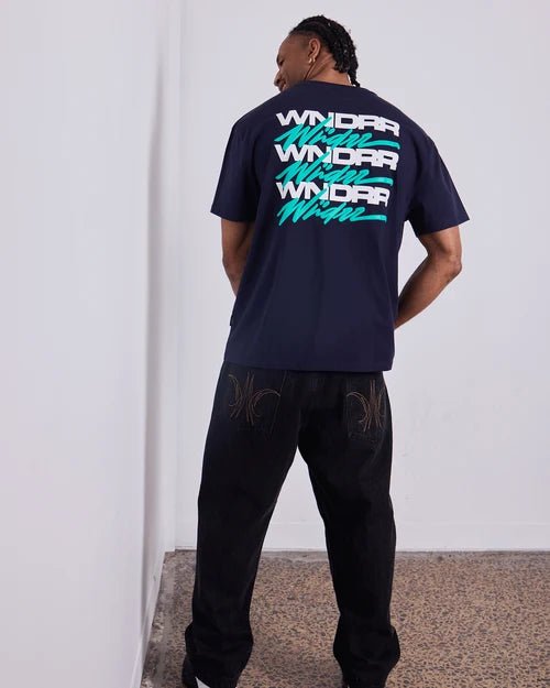 Hexed Box Fit Tee - Navy - Chillis & More NZ
