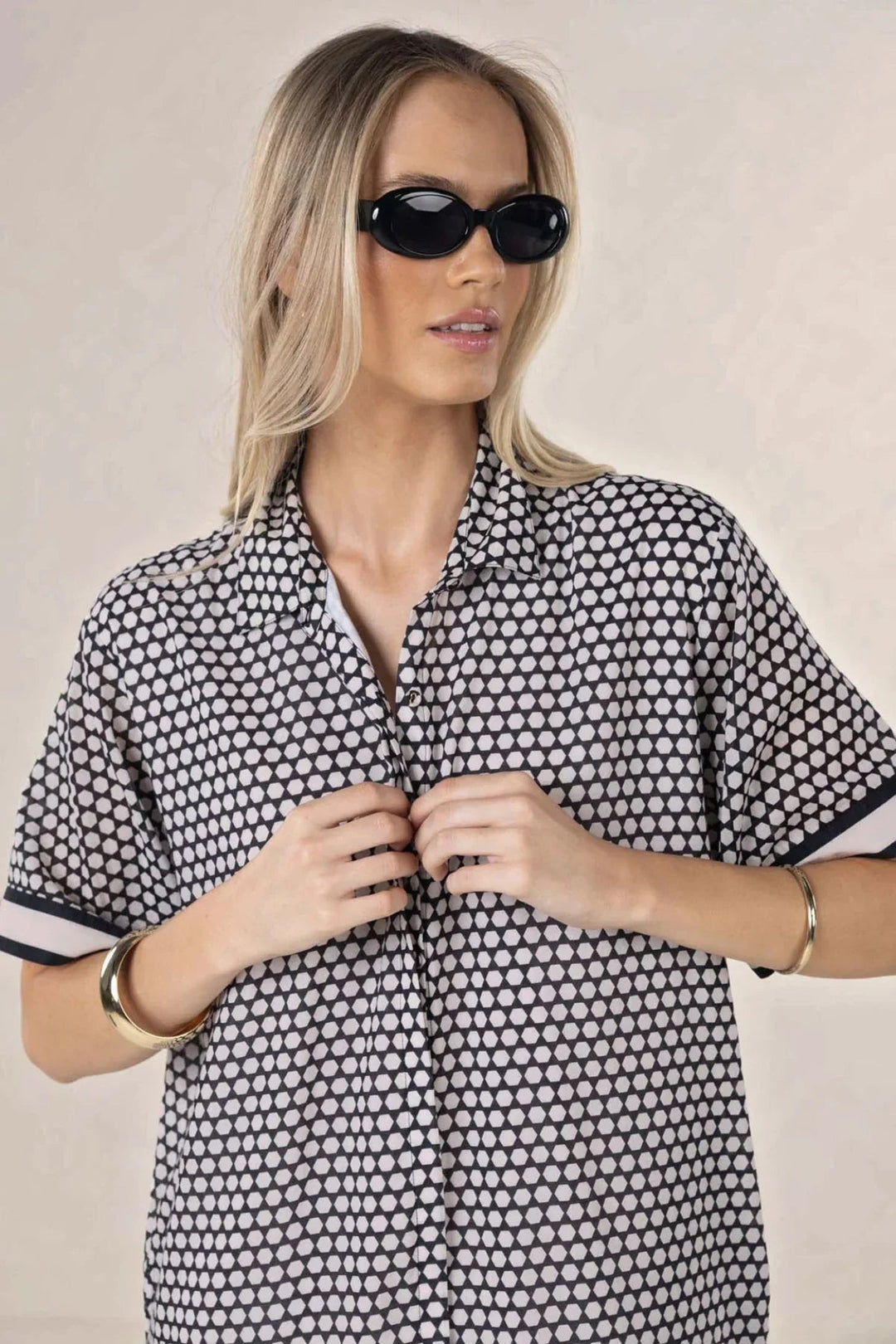 Hexi Shirt Dress - Black/Cream - Chillis & More NZ