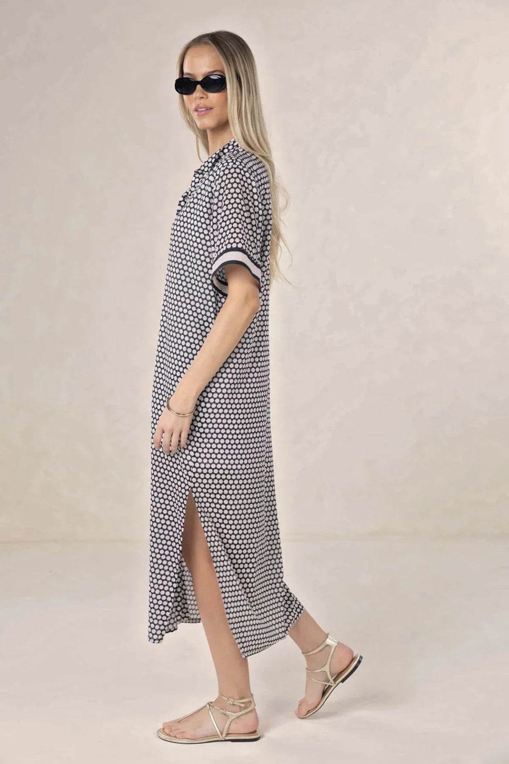 Hexi Shirt Dress - Black/Cream - Chillis & More NZ