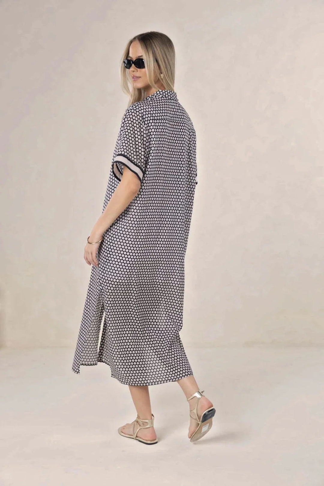 Hexi Shirt Dress - Black/Cream - Chillis & More NZ