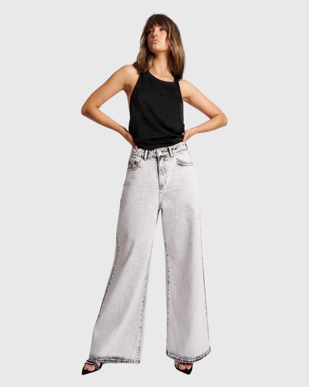 High Waist Love Machines Super Wide Leg Jean - Bianco - Chillis & More NZ
