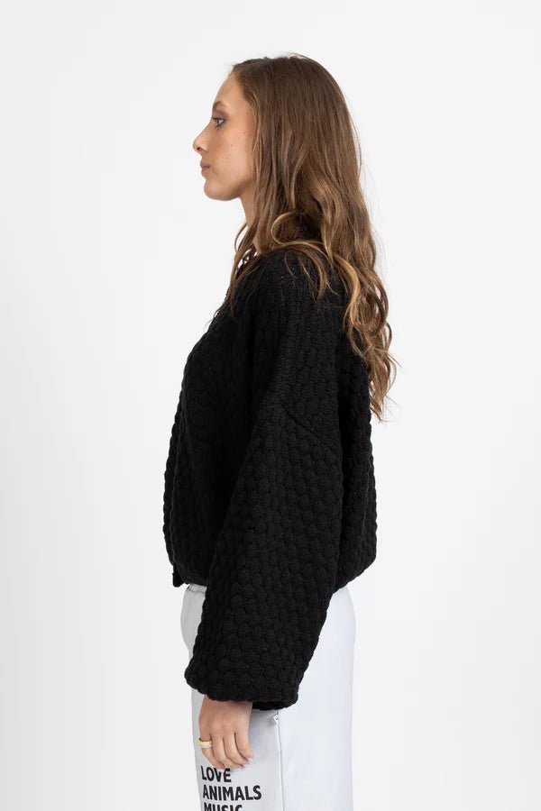 Honeycomb Cardi - Black - Chillis & More NZ