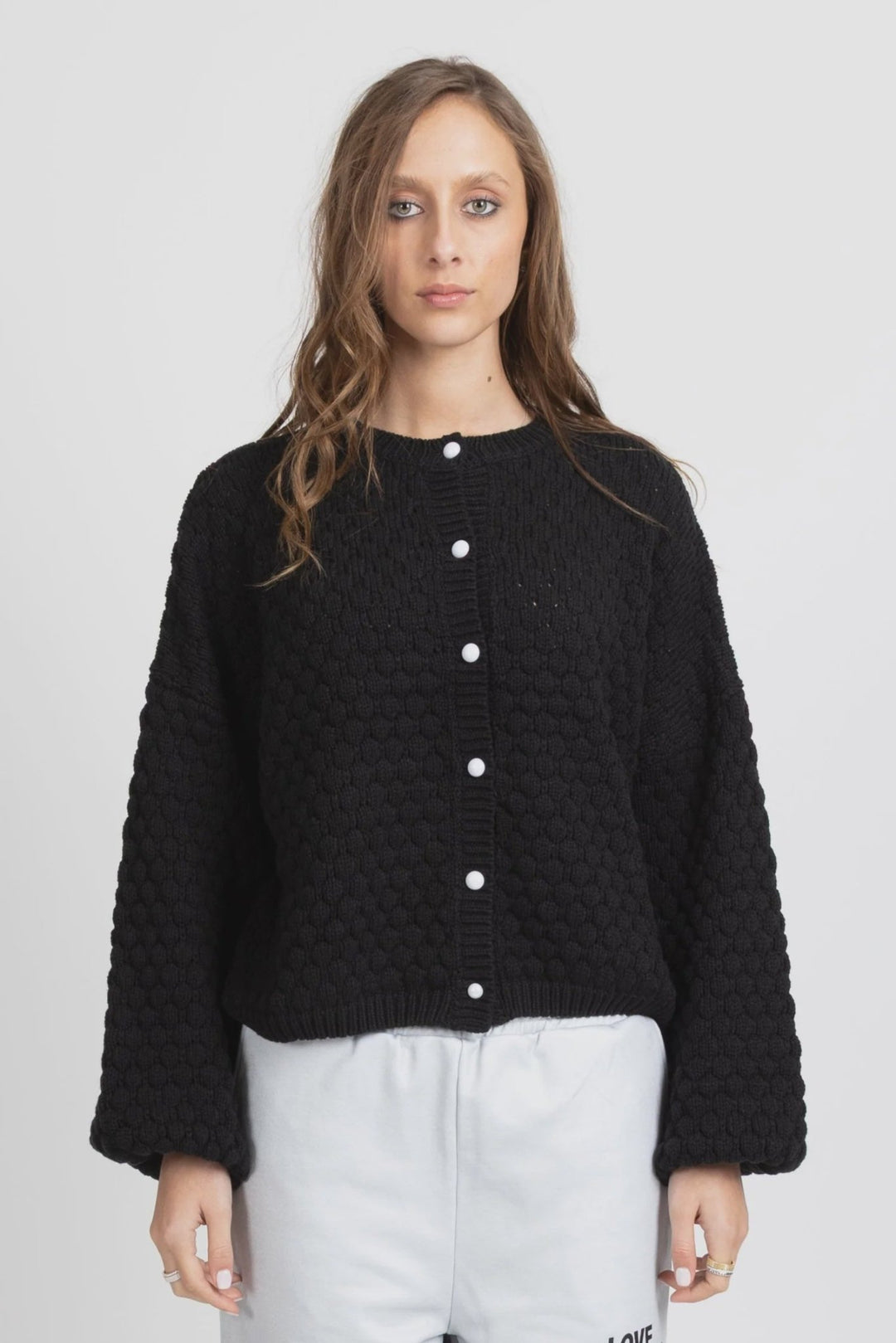 Honeycomb Cardi - Black - Chillis & More NZ