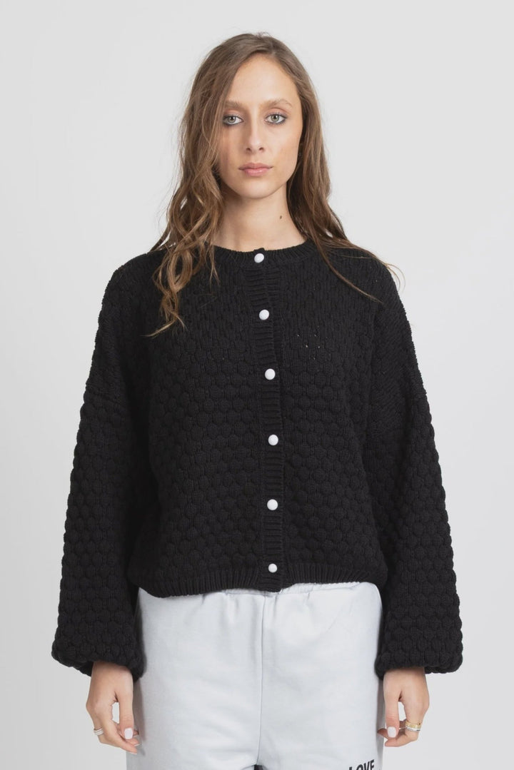 Honeycomb Cardi - Black - Chillis & More NZ