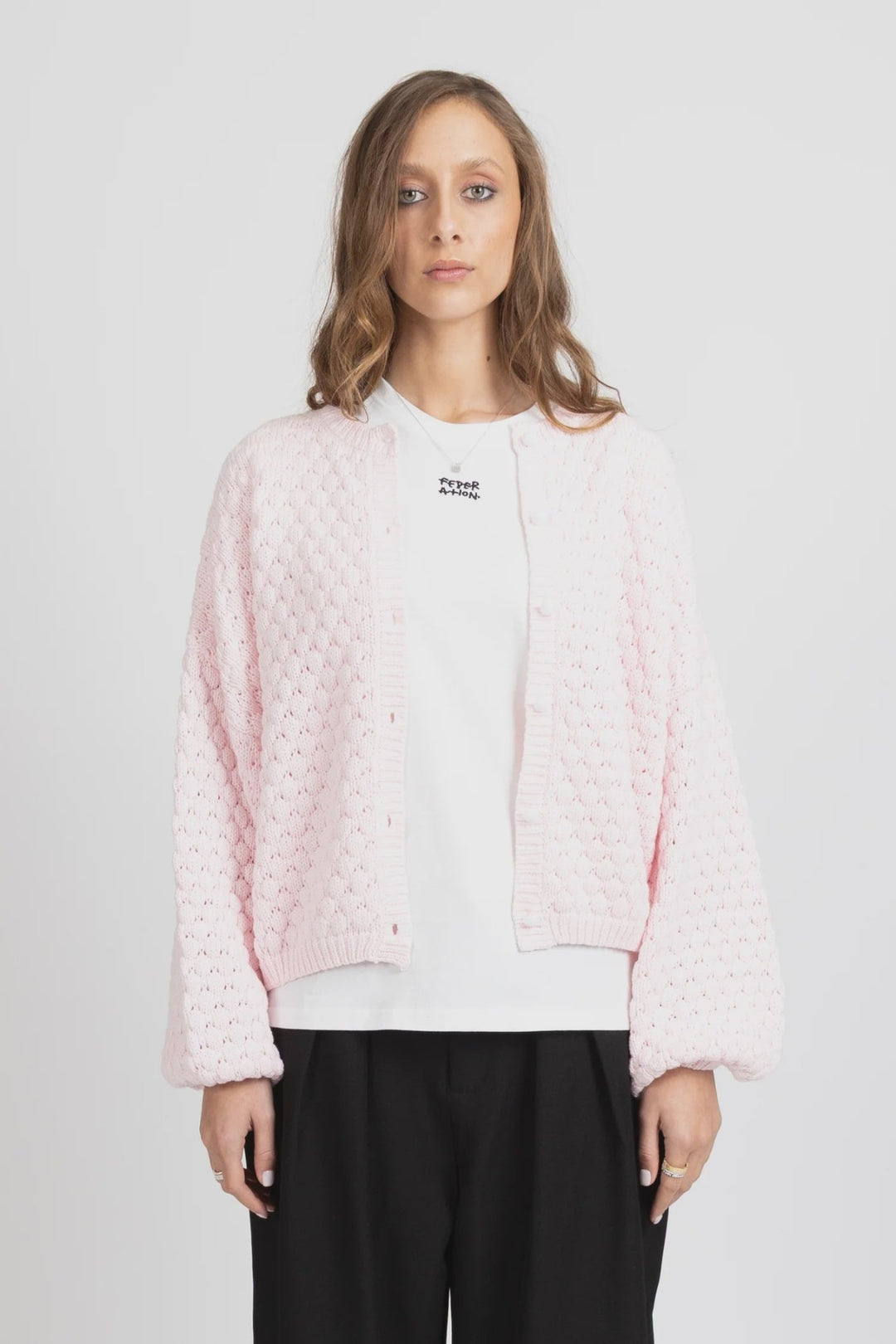Honeycomb Cardi - Pink - Chillis & More NZ