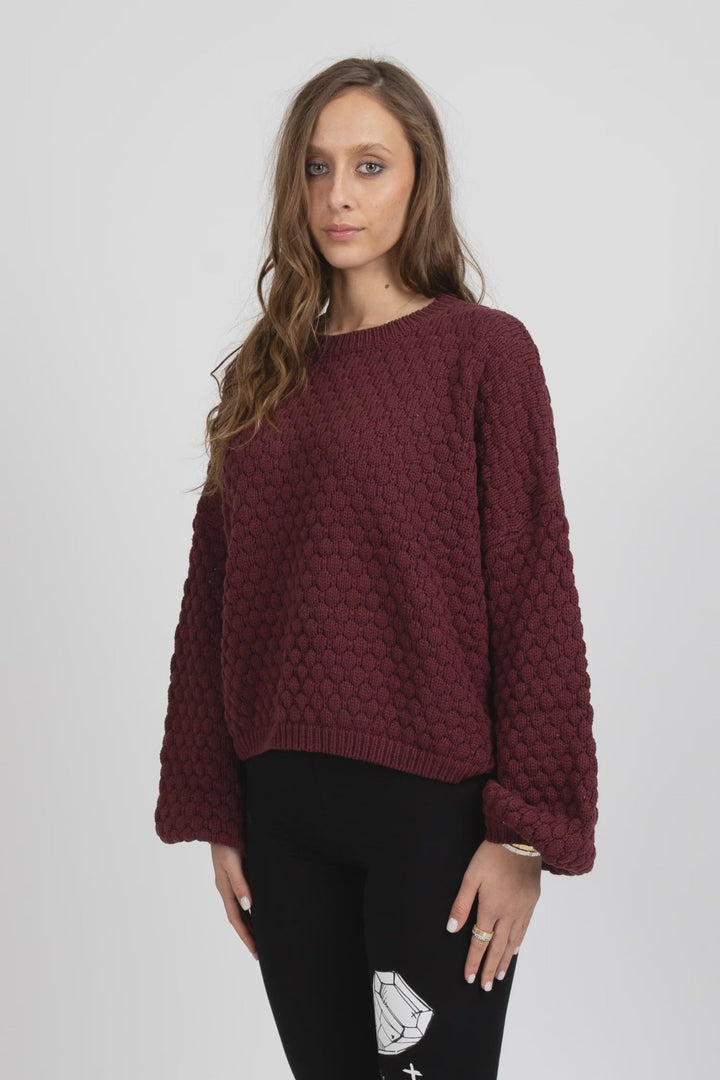 Honeycomb Knit - Merlot - Chillis & More NZ