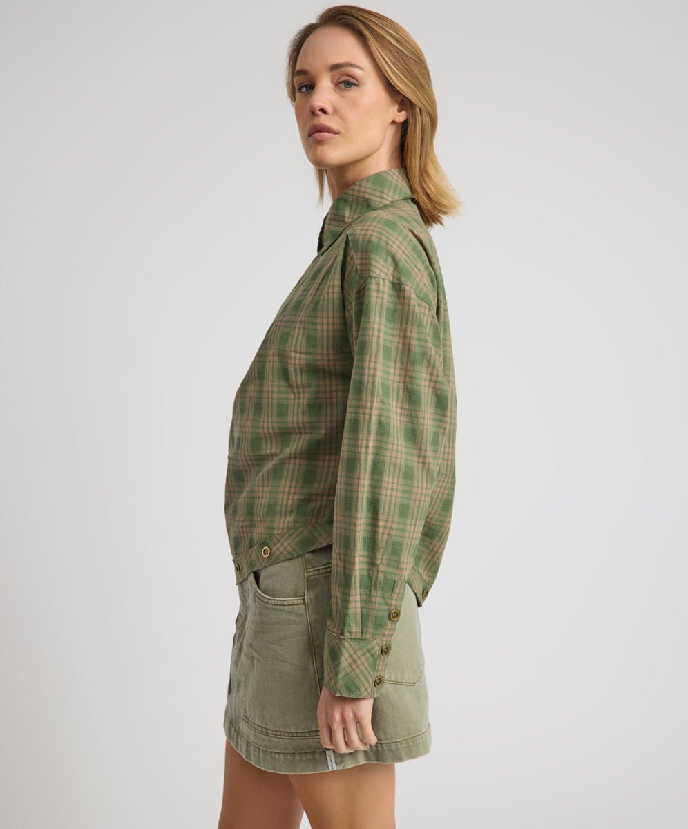 Hunter Asymmetrical Cotton Plaid Shirt - Chillis & More NZ