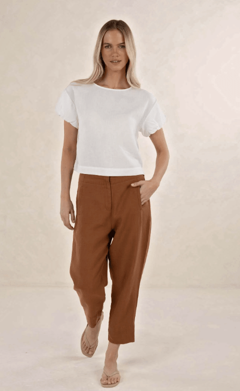 Huxe Linen Pant - Tobacco - Chillis & More NZ