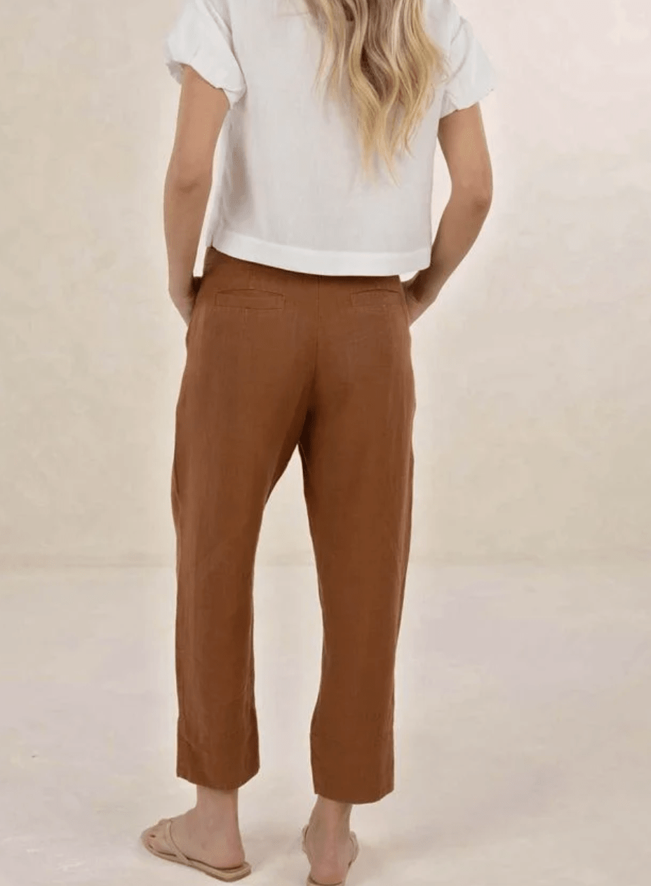 Huxe Linen Pant - Tobacco - Chillis & More NZ