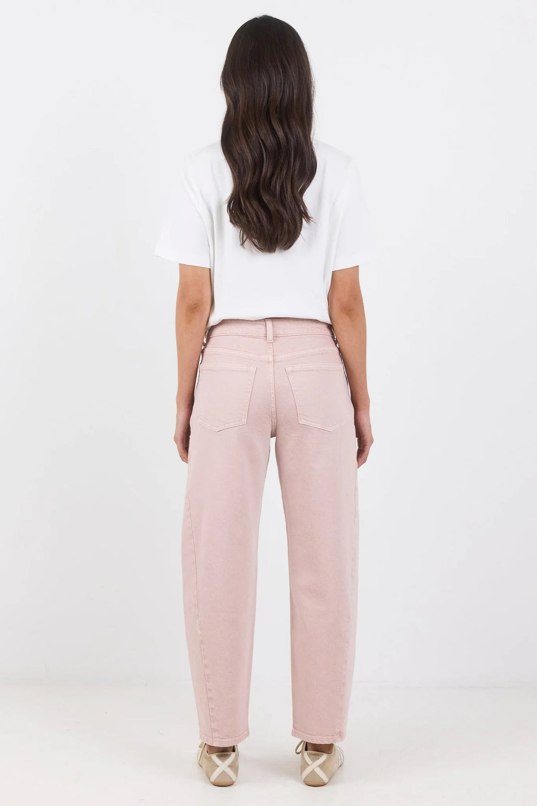 Idolise Pale Pink Stretch Soft Barrel Jean - Chillis & More NZ