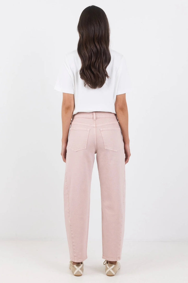 Idolise Pale Pink Stretch Soft Barrel Jean - Chillis & More NZ