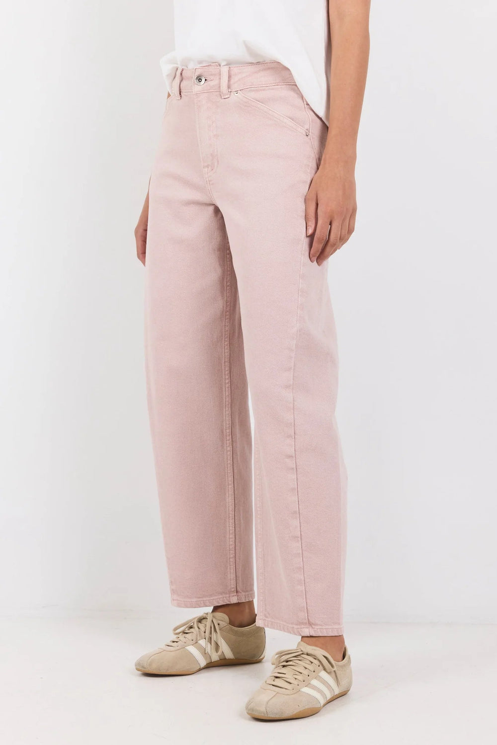 Idolise Pale Pink Stretch Soft Barrel Jean - Chillis & More NZ