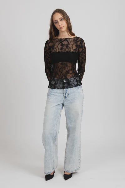Iris Long Sleeve Top - Black - Chillis & More NZ