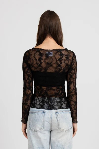 Iris Long Sleeve Top - Black - Chillis & More NZ
