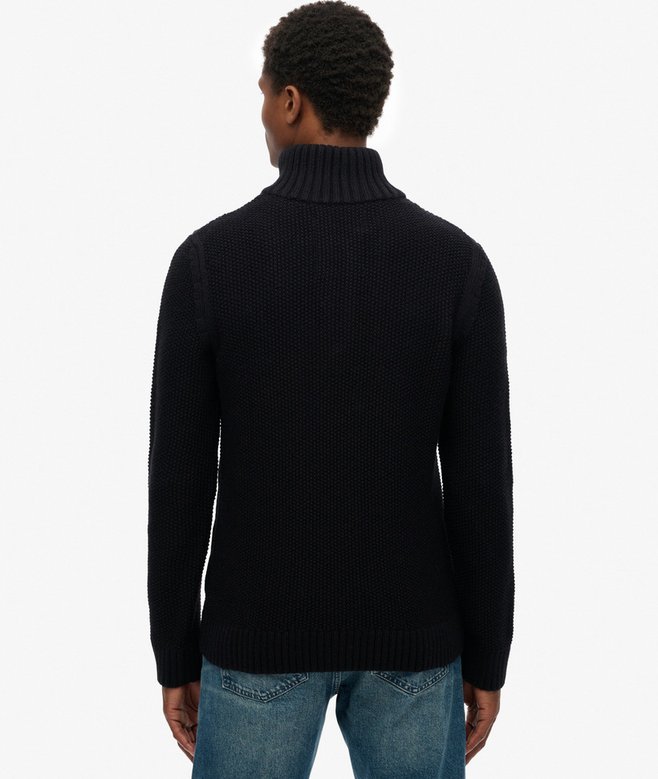 Jacob Cable Knit Half Zip - Eclipse Navy - Chillis & More NZ
