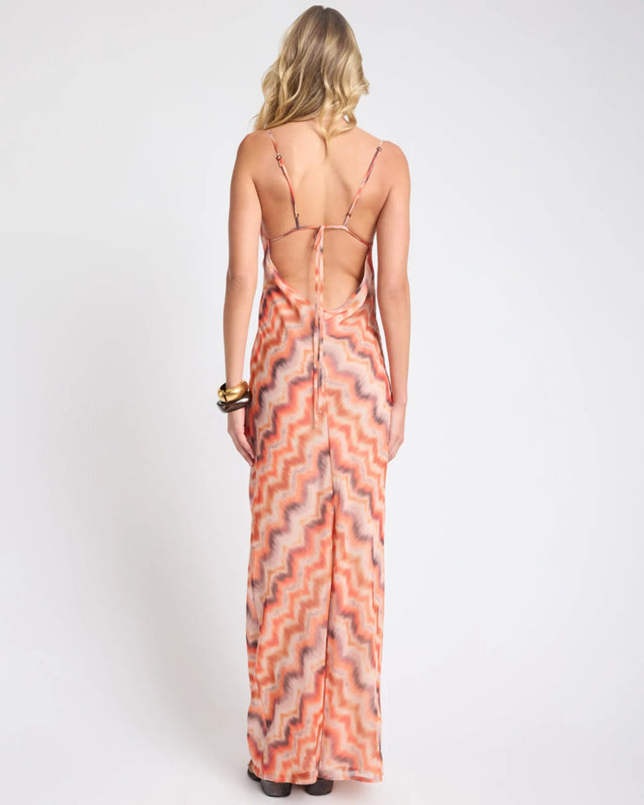 Jagger Sheer Slip Maxi Dress - Sunset Chevron - Chillis & More NZ