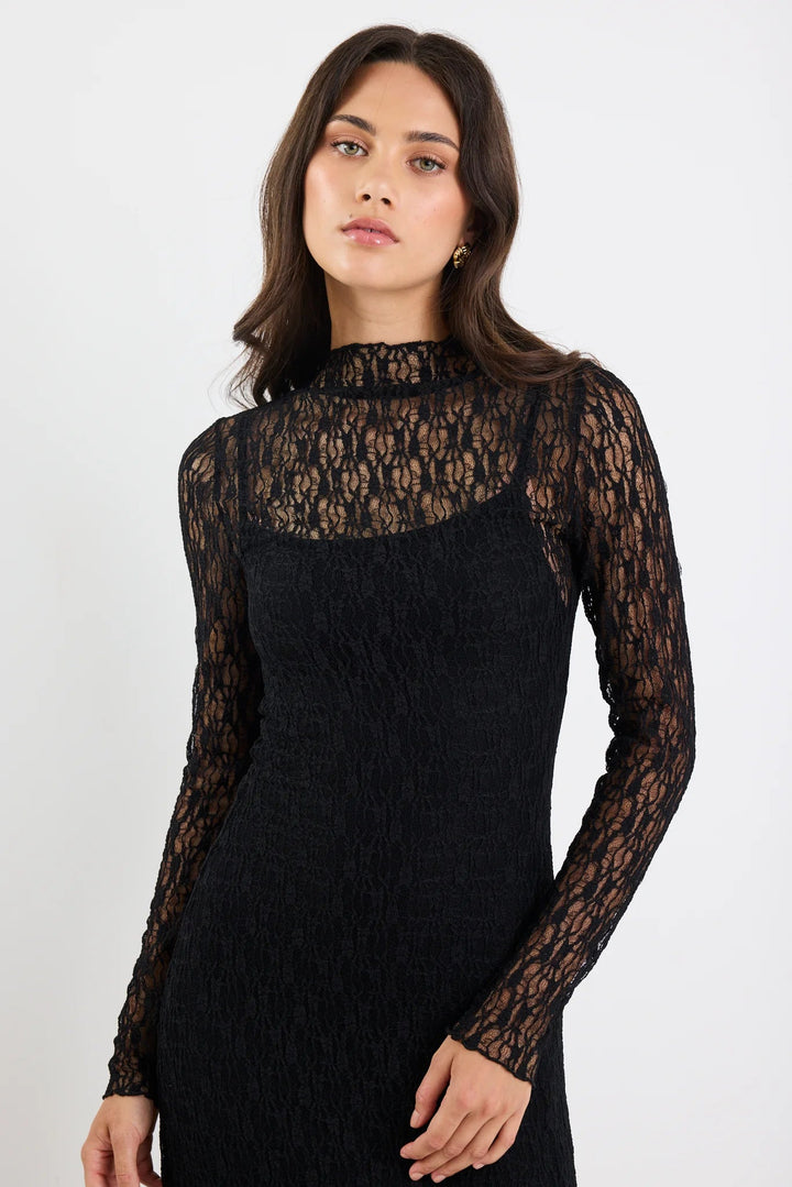 Keepsake Black Lace Long Sleeve Maxi Dress - Chillis & More NZ