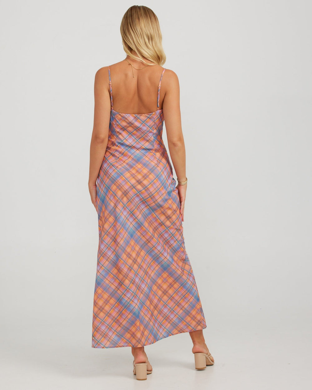 Kiera Maxi Dress - Peachy Check - Chillis & More NZ