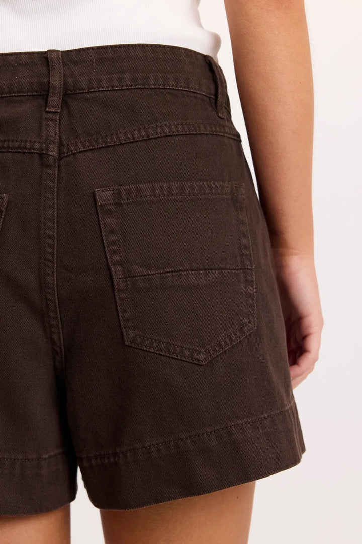 Kindly Dark Chocolate Pocket Front Denim Short - Chillis & More NZ