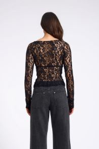 Wednesday Lace Long Sleeve Top - Black