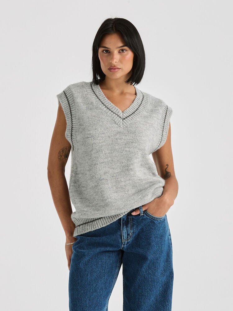 Lara Knit Vest - Grey Marle - Chillis & More NZ