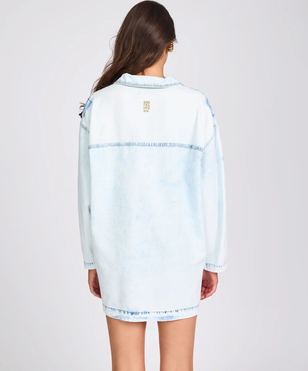 Le Captain Star Pullover Denim Shirt Dress - Depeche Blue - Chillis & More NZ