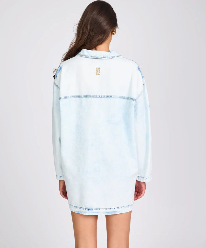 Le Captain Star Pullover Denim Shirt Dress - Depeche Blue - Chillis & More NZ