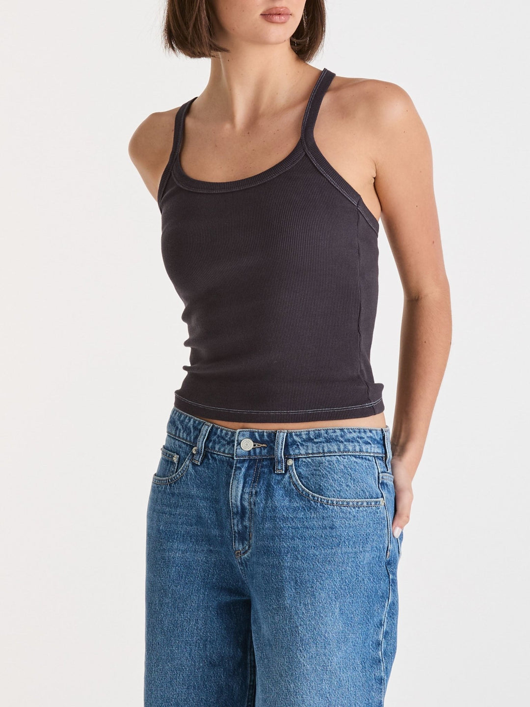Lee Asymmetric Cami - Charcoal Blue - Chillis & More NZ