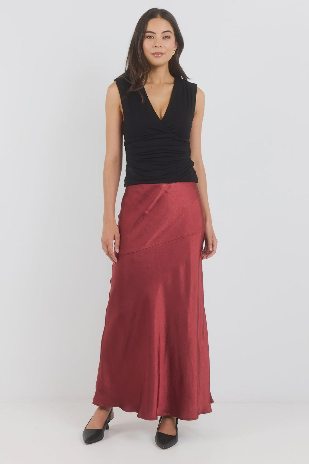 Liberal Paprika Satin Bias Maxi Skirt - Chillis & More NZ