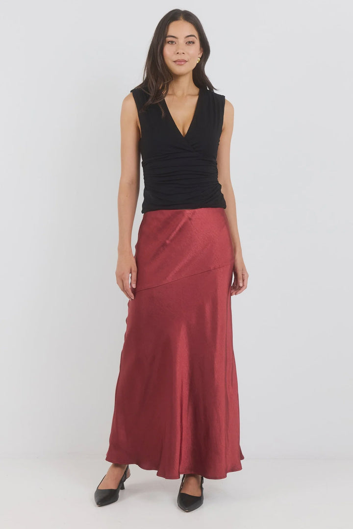 Liberal Paprika Satin Bias Maxi Skirt - Chillis & More NZ