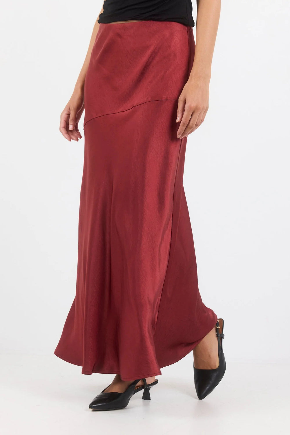 Liberal Paprika Satin Bias Maxi Skirt - Chillis & More NZ