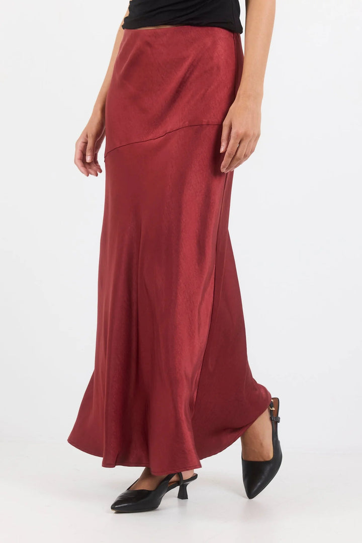 Liberal Paprika Satin Bias Maxi Skirt - Chillis & More NZ