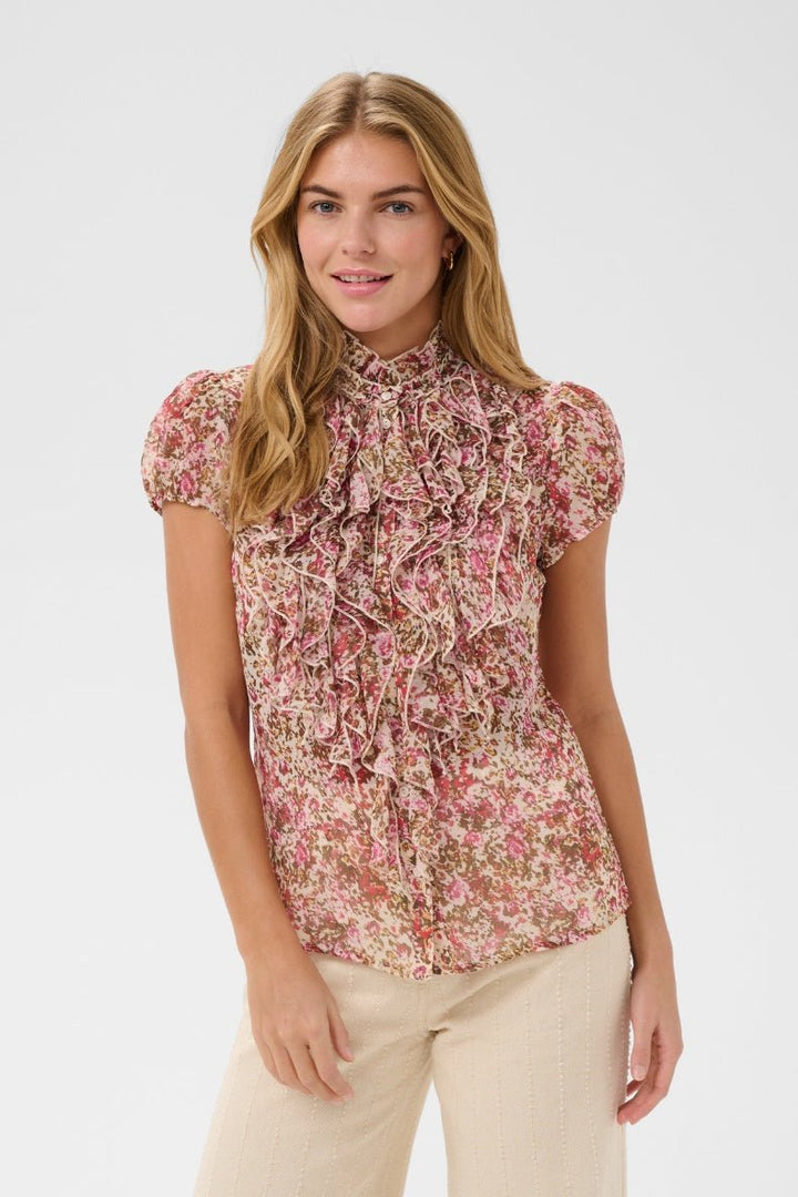 Lilja SZ Crinkle SS Shirt - Ballerina Brushed Bloom - Chillis & More NZ