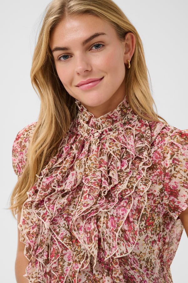 Lilja SZ Crinkle SS Shirt - Ballerina Brushed Bloom - Chillis & More NZ